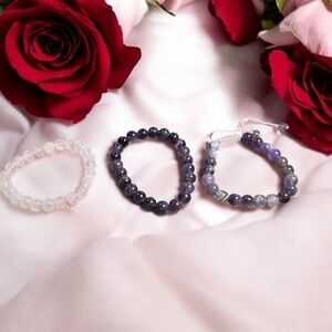 Ghost Amethyst Gemstone Bracelet - Stretch Bracelet, 10mm Amethyst